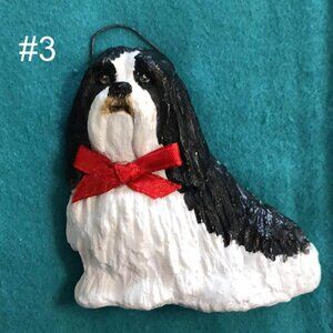 Lhasa Apso Dog Holiday Ornaments, Black & White